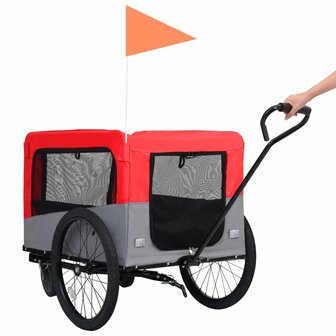 Fietstrailer en hondenwagen 2-in-1 rood en grijs 6