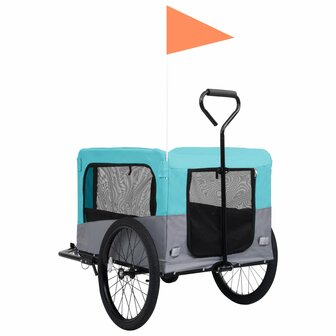 Fietstrailer en hondenwagen 2-in-1 blauw en grijs 5