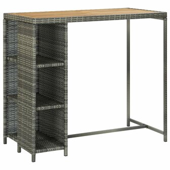 5-delige Tuinbarset met kussens poly rattan grijs 2