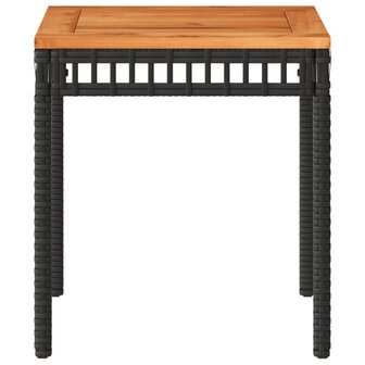 Tuintafel 38x38x42 cm poly rattan en acaciahout zwart 5