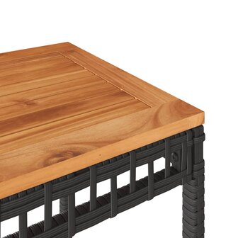 Tuintafel 38x38x42 cm poly rattan en acaciahout zwart 7