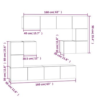 Tv-wandmeubel bewerkt hout wit 10