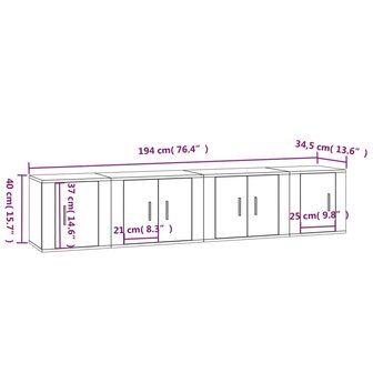 4-delige Tv-meubelset bewerkt hout zwart 10