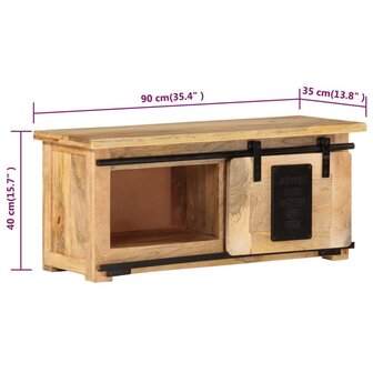 Tv-meubel 90x35x40 cm massief mangohout 7