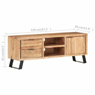 Tv-meubel met natuurlijke randen 120x30x42cm massief acaciahout 9