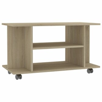 Tv-meubel met wieltjes 80x40x45 cm bewerkt hout sonoma eiken 2