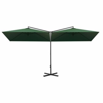 Parasol dubbel met stalen paal 600x300 cm groen 3