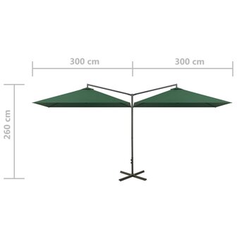 Parasol dubbel met stalen paal 600x300 cm groen 8