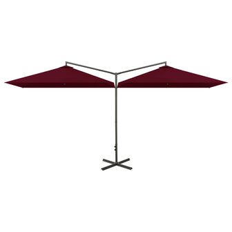 Parasol dubbel met stalen paal 600x300 cm bordeauxrood 2