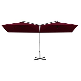 Parasol dubbel met stalen paal 600x300 cm bordeauxrood 3