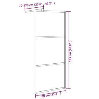 Inloopdouchewand 80x195 cm donker ESG-glas zwart 7