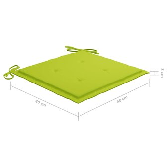 Eetkamerstoelen 4 st met heldergroene kussens massief teakhout 12