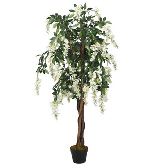 Kunstplant wisteria 1260 bladeren 180 cm groen en wit 1