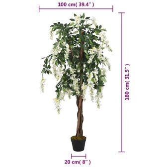 Kunstplant wisteria 1260 bladeren 180 cm groen en wit 5