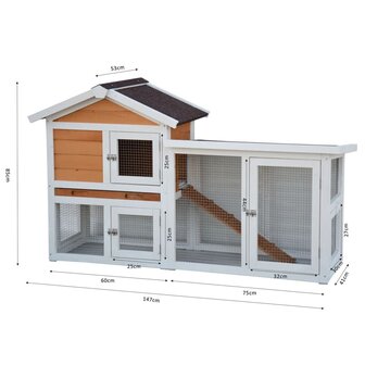 @Pet Konijnenhok Queensland 147x53x85 cm wit en bruin 4