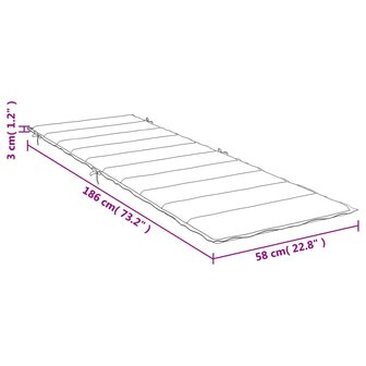 Ligbedkussen 186x58x3 cm oxford stof cr&egrave;mekleurig 9