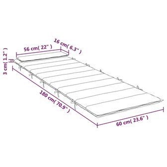 Ligbedkussen 180x60x3 cm oxford stof zwart 9