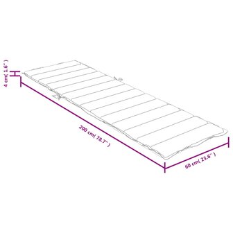 Ligbedkussen 200x60x4 cm stof gem&ecirc;leerd antracietkleurig 9