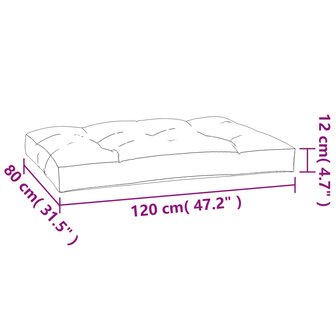 Palletkussen 120x80x12 cm stof cr&egrave;mekleurig 9