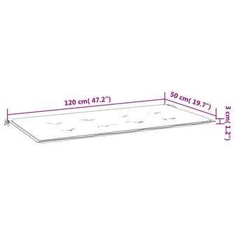 Tuinbankkussen 120x50x3 cm oxford stof bladpatroon 7