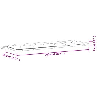 Tuinbankkussen bladpatroon 200x50x7 cm stof 7