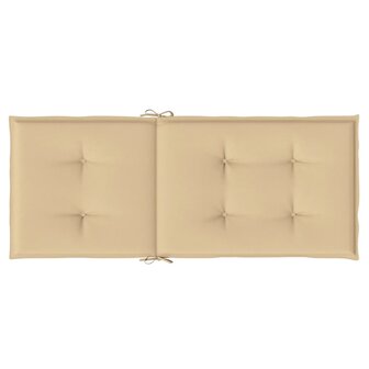 Stoelkussens 2 st hoge rug 120x50x4 cm stof gem&ecirc;leerd beige 6