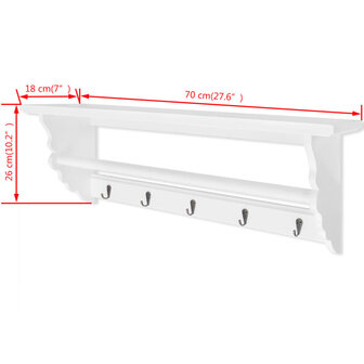 Kapstok barokstijl MDF wit 6