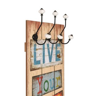 Wandkapstok met 6 haken LIVE LIFE 120x40 cm 3