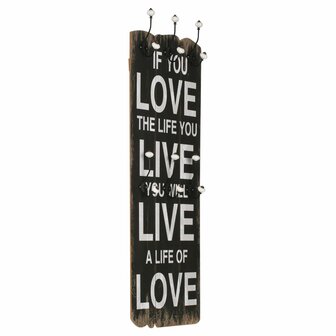 Wandkapstok met 6 haken LOVE LIVE 120x40 cm 1