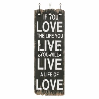 Wandkapstok met 6 haken LOVE LIVE 120x40 cm 2