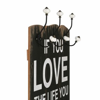 Wandkapstok met 6 haken LOVE LIVE 120x40 cm 3