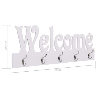 Wandkapstok WELCOME 74x29,5 cm wit 6