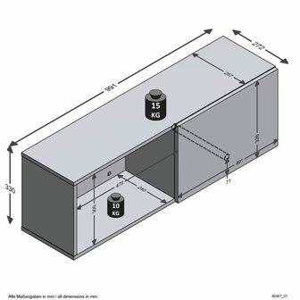 FMD Wandkapstok met vak 99,1x27,2x33cm zwart 4