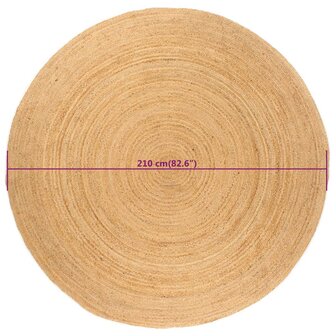 Tapijt rond 210 cm gevlochten jute 6