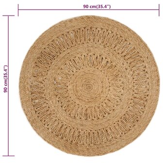 Tapijt rond 90 cm gevlochten jute 6