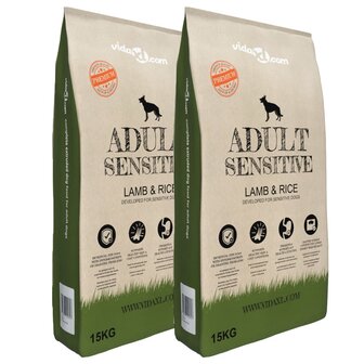 Premium hondenvoer droog Adult Sensitive Lamb &amp; Rice 30kg 2 st 1