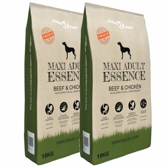 Premium hondenvoer Maxi Adult Essence Beef &amp; Chicken 30 kg 2 st 1