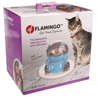 FLAMINGO Kattenspeelgoed voerdispenser Diso wit en blauw 4