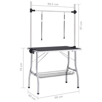 Hondentrimtafel verstelbaar met 2 lussen en opbergschap 11