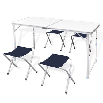 Campingtafel inklapbaar en verstelbaar aluminium 120 x 60 cm 4 stoelen 1