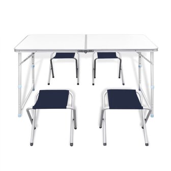 Campingtafel inklapbaar en verstelbaar aluminium 120 x 60 cm 4 stoelen 2