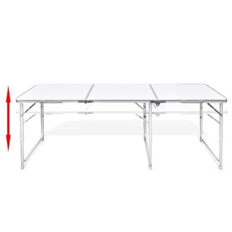 Campingtafel in hoogte verstelbaar met 6 krukken 180x60 cm 8