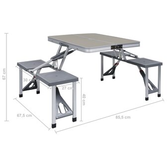 Campingtafel inklapbaar met 4 zitjes staal en aluminium 9