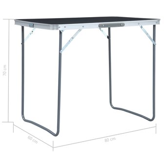 Campingtafel inklapbaar met metalen frame 80x60 cm grijs 7