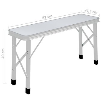 Campingtafel inklapbaar met 2 banken aluminium wit 8