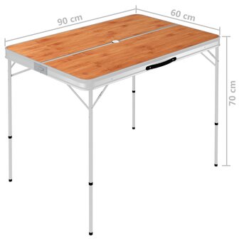 Campingtafel inklapbaar met 2 banken aluminium bruin 7