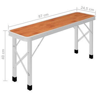 Campingtafel inklapbaar met 2 banken aluminium bruin 8