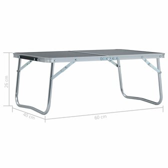 Campingtafel inklapbaar 60x40 cm aluminium grijs 7