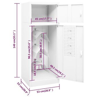 Zadelkast 53x53x140 cm staal wit 9