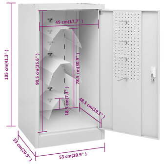 Zadelkast 53x53x105 cm staal lichtgrijs 9